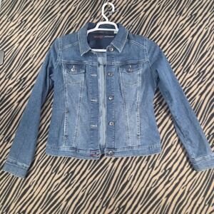 Wrangler Authentics Womens Denim Jacket Medium Wash Blue Stretch Trucker Size M